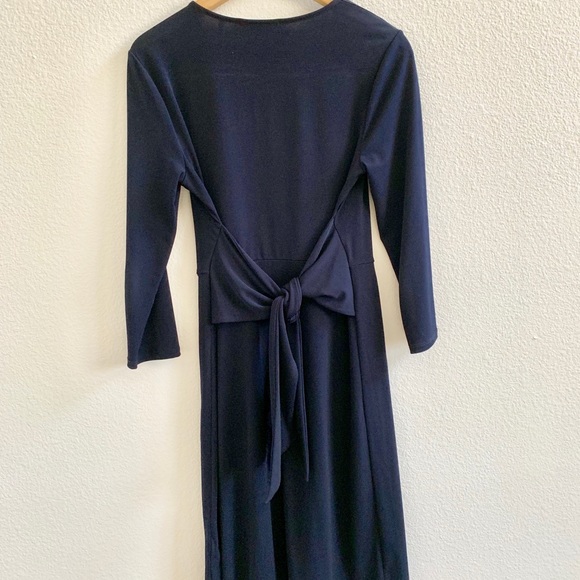 T Tahari Faux Wrap Dress Navy Sz S - Picture 3 of 3